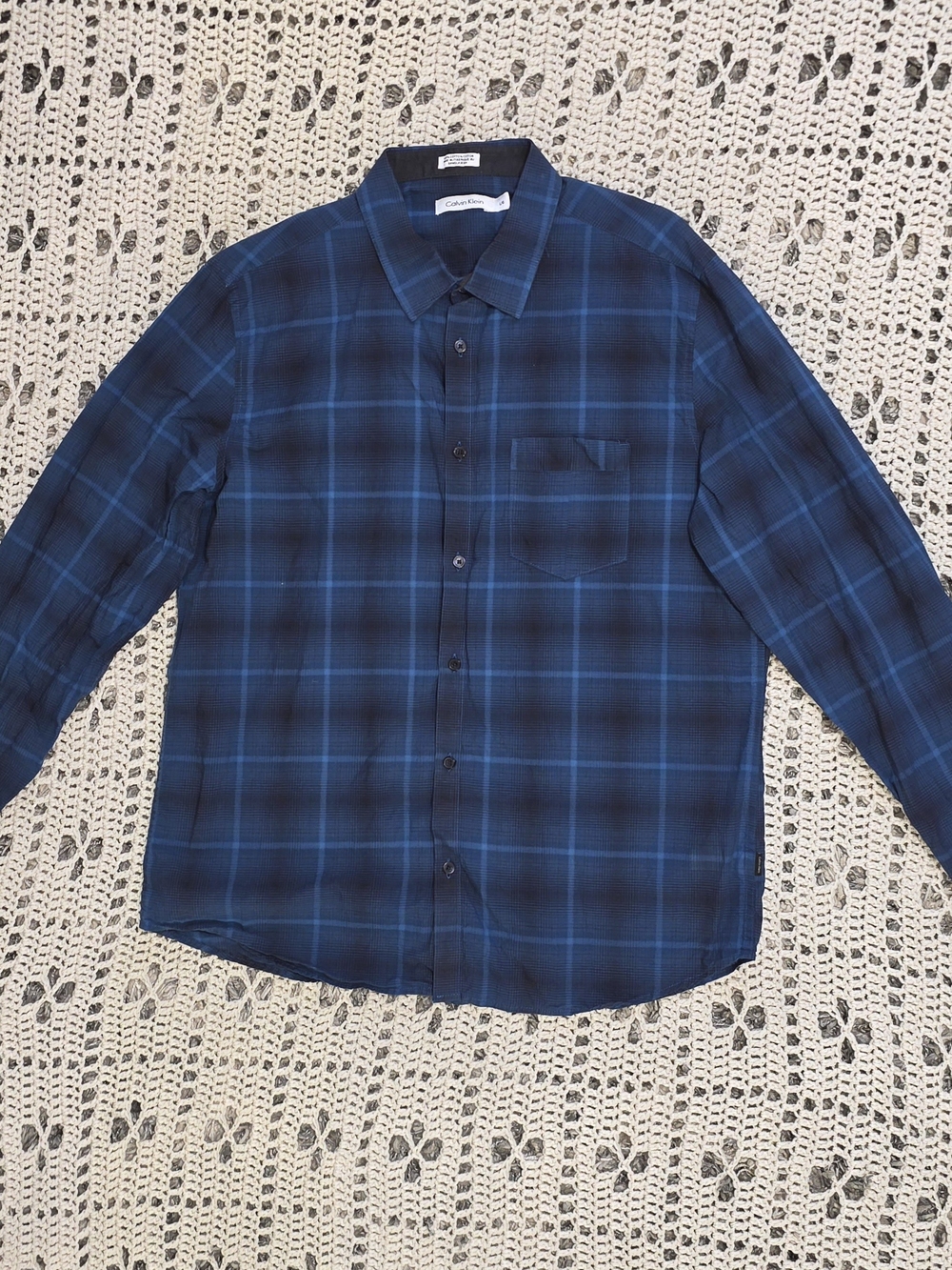 Classic Blue Plaid Button-Up Shirt - Calvin Klein